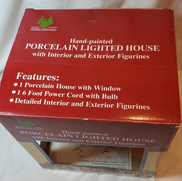 Holiday Expressions Vtg 1998 Hand Painted Porcelain Lighted House Int/Ext Figure - Picture 10 of 13